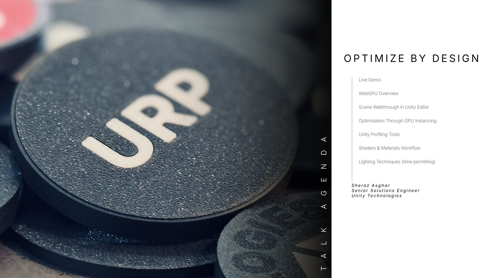 Optimize by Design talk agenda slide